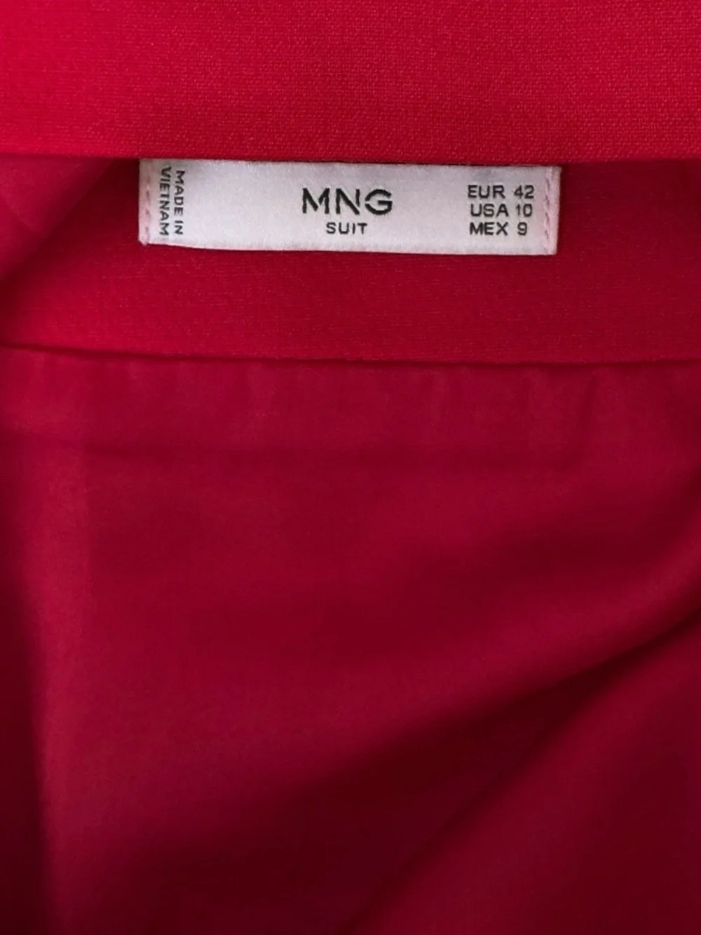 MNG Suit Straight Mini Skirt Classic Buttoned Front Kick Pleat Red Size Size 10 - Picture 7 of 16